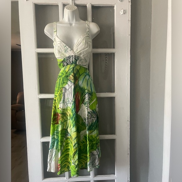 Jams World Dresses & Skirts - Jams World Green and White Sleeveless Sundress